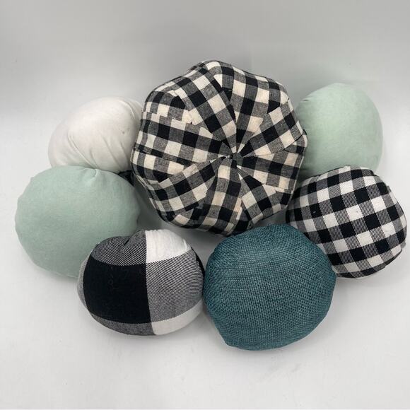 PUMPKIN Decor x 7 Home Buffalo Check Blue Table Mantel Fabric Gingham Fall - Picture 10 of 15